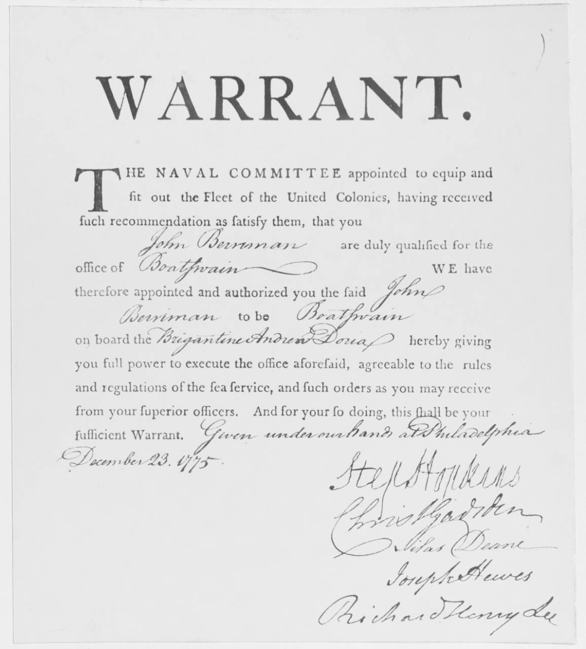 First CWO Warrant